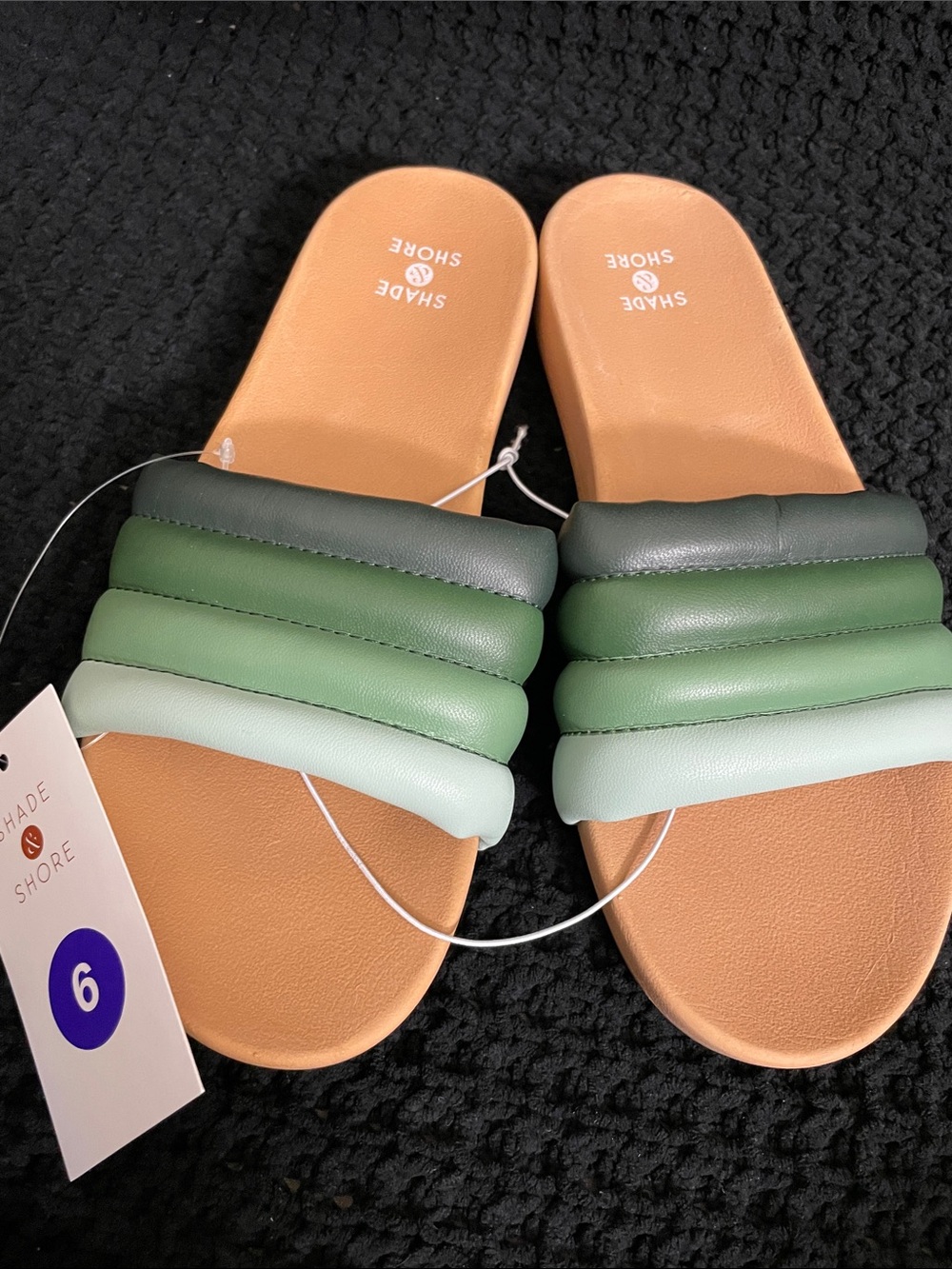 Shade & Shore Women's Multi-Green Padded Slide Sandals